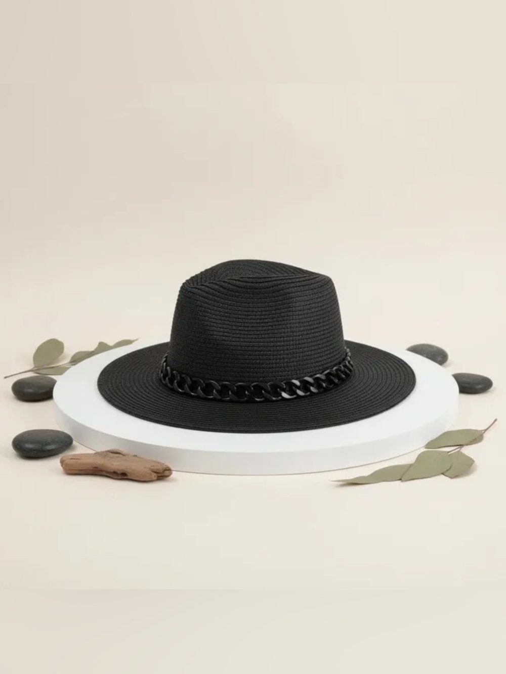 Fedora Black Chain Band Panama Hat